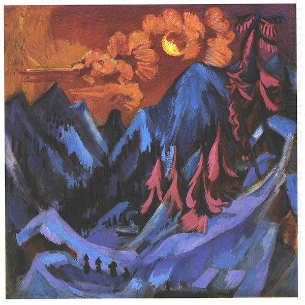 Winter moon landscape, Ernst Ludwig Kirchner